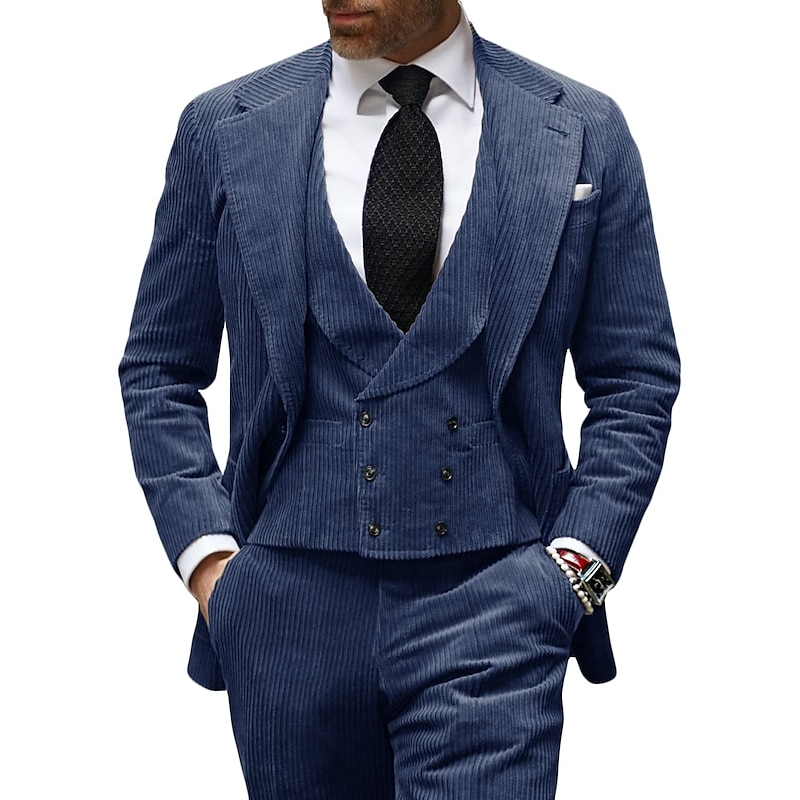 Men's Wedding Suits Peak Black Burgundy Solid Colored Tailored Fit 3 Piece Single Breasted Two-buttons3