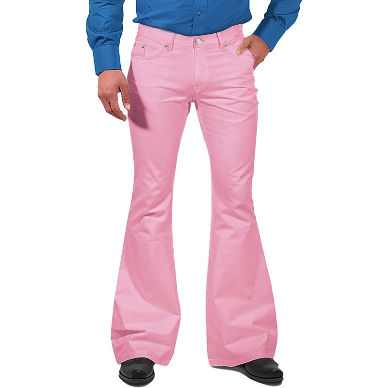 Men's Flared Pants Trousers Casual Pants Pocket Elastic Waist Plain Comfort Breathable Outdoor Daily Going out Fashion Casual Black White3