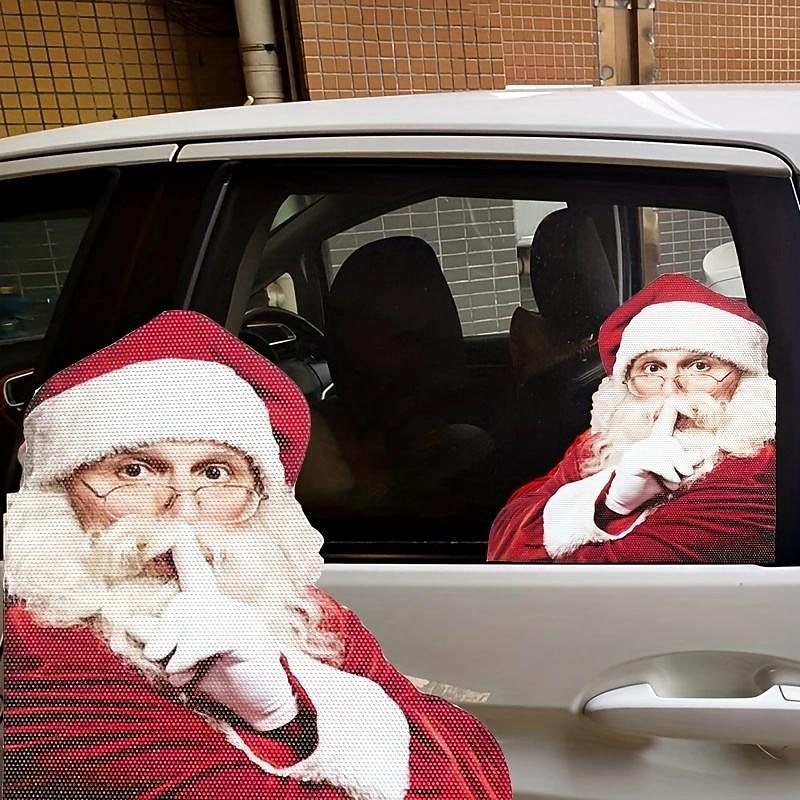 Santa Car Sticker, Merry Christmas Decorations For Car Decals Gifts