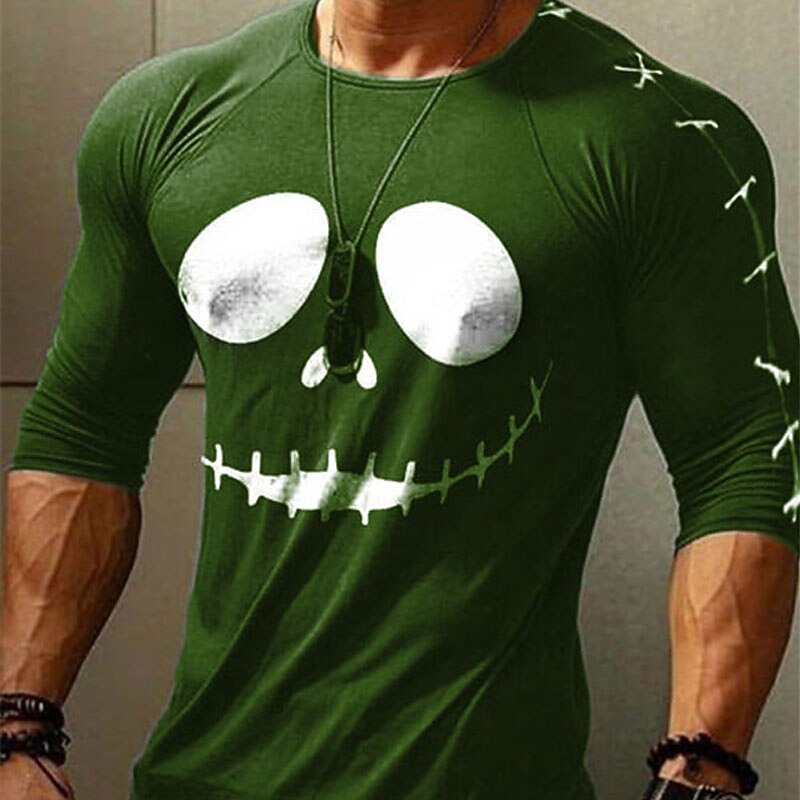 Men's Ghost Graphic Prints T Shirt Graphic Tee Raglan T Shirt Long Sleeve T shirt 3D Print Crew Neck Shirt Designer Casual Halloween Outdoor Vacation Daily White Burgundy Green Spring &  Fall3