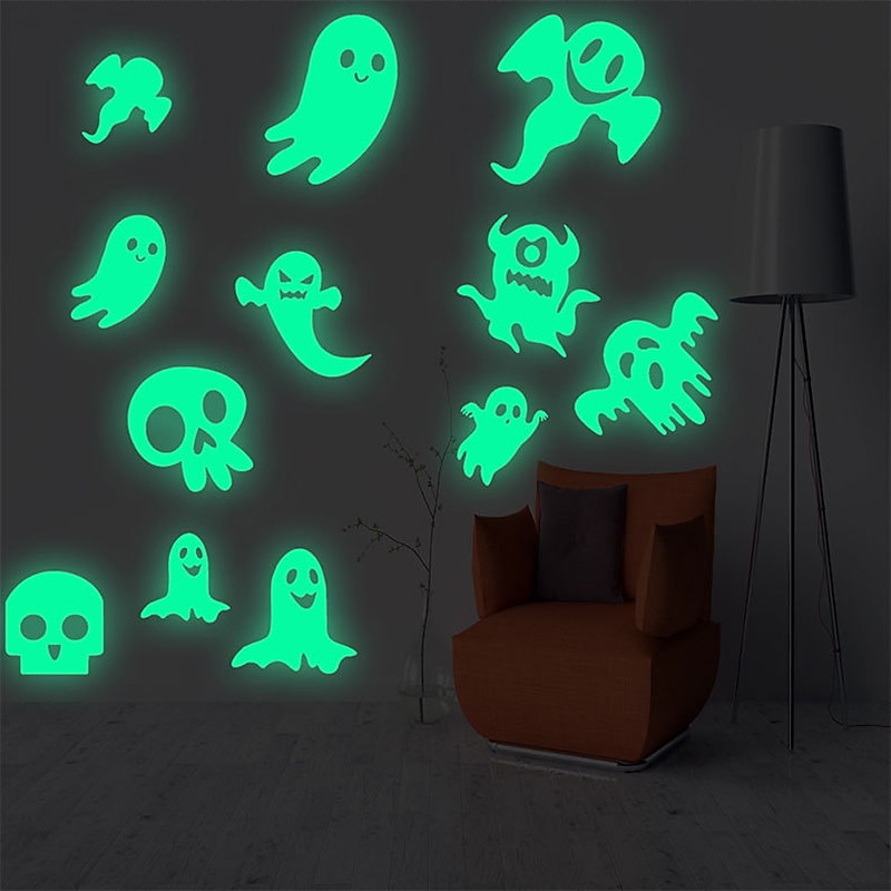 Night Glow Ghost Halloween Glowing Wall Sticker Living Room Bedroom Children's Room Wall Self adhesive Holiday Decoration Creative Sticker2