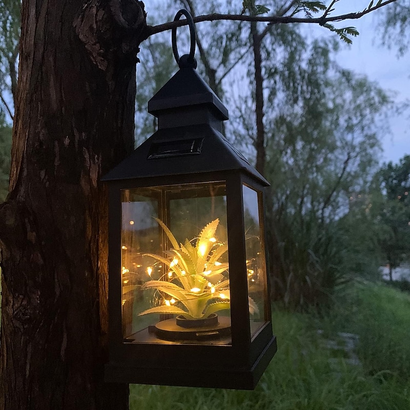 Solar LED Hanging Lanterns Plants Wishing Star Light Christmas Wedding Holiday Party Outdoor Camping Patio Garden Backyard Path Landscape Decoration2