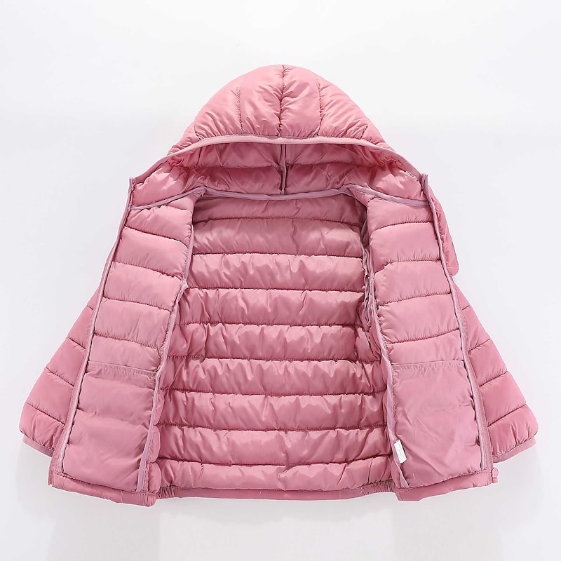 Kids Girls' Puffer Jacket Solid Color Active School Coat Outerwear 2-12 Years Spring Ash Taro purple Classic black4