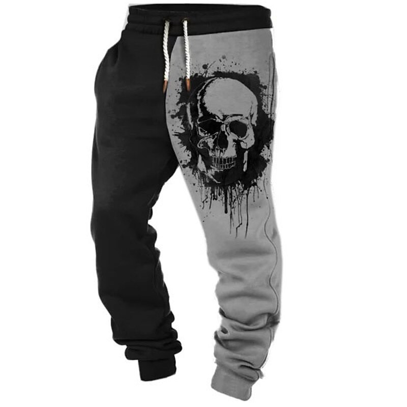 Skull Gothic Men's 3D Print Sweatpants Joggers Pants Trousers Halloween Street Halloween Polyester White Orange Green S M L Mid Waist Elasticity Pants2