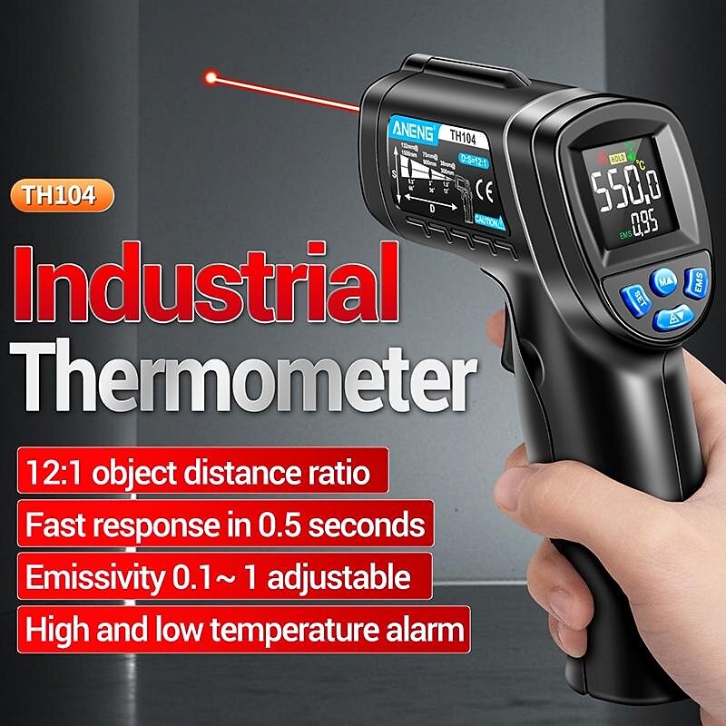 1PC -50C-550C (-58F-1022F)Non-Contact Digital Infrared Thermometer Gun Temperature Meter LCD Screen Pyromete(no Battery)2