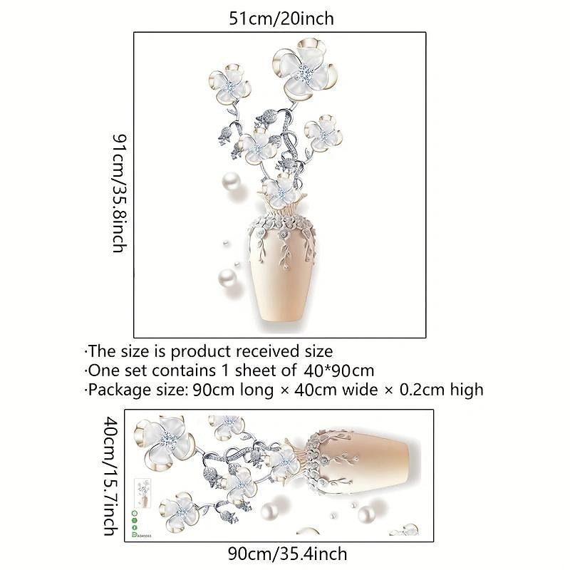 Floral Pattern Wall Sticker, Self Adhesive Wall Art Decal For Home Decor4