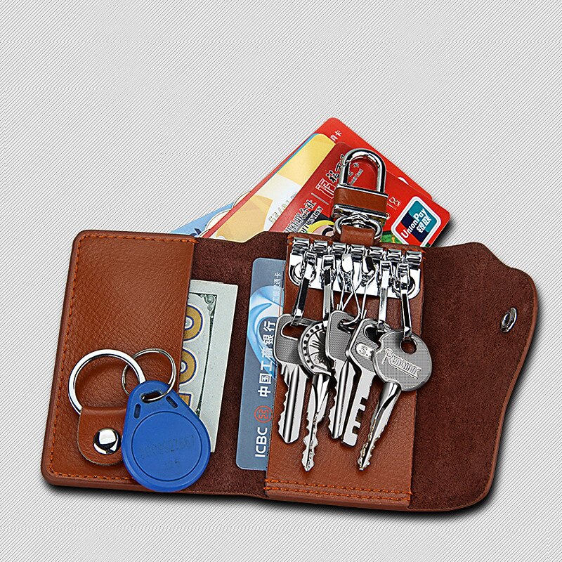 Men's Genuine Leather Key Case - Multi-Functional Wallet with Keychain, Credit Card Holder, Money Clip4