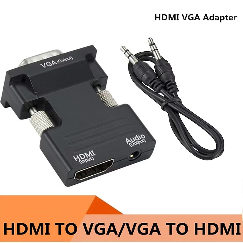 HDMI To VGA Adapter Converter With 3.5mm Audio Input Male VGA To Female HDMI Converter 1080P For Laptop PC Monitor Projector HDTV Chromebook Xbox