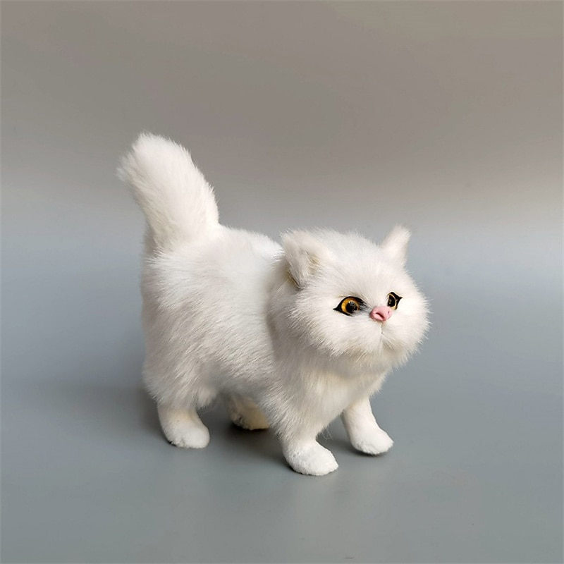 Simulated Cat Simulated Gray Cat Small Cat Decorations Flower Cat Crafts Toys Persian Cat Window Decorations（Random cat pupil color）4