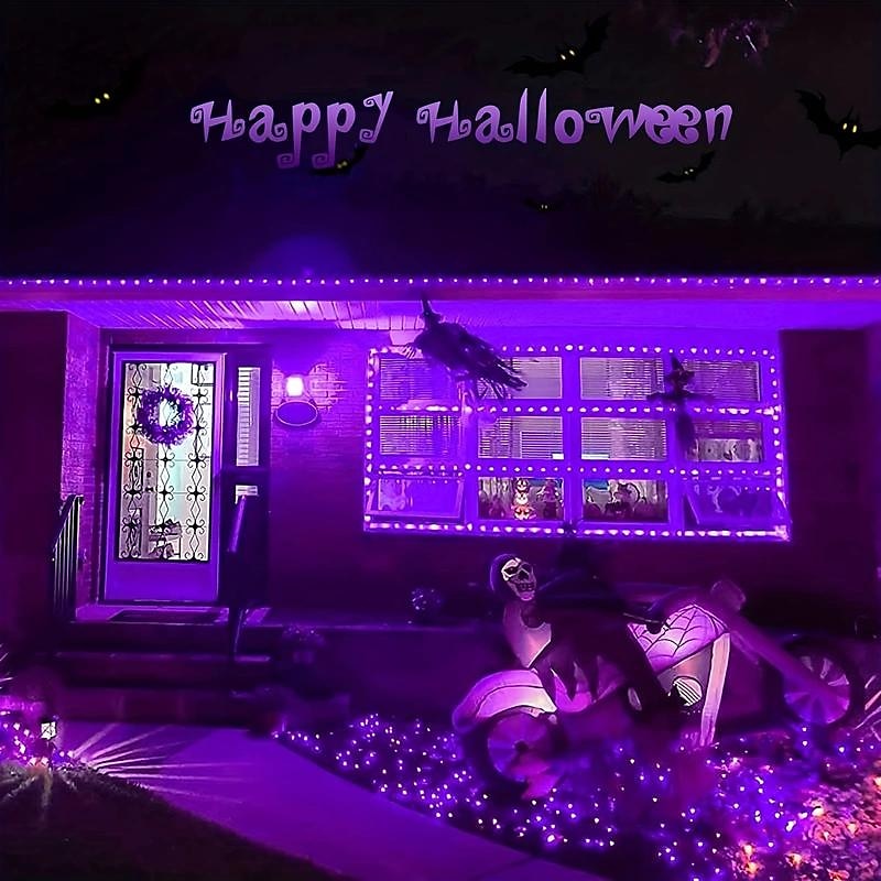 Halloween Purple Light String 8 Function Indoor and Outdoor Halloween Decorative Light String Low Voltage Safety Plug 10 Meters 100 Lights 20 Meters 200 Lights 30 Meters 300 Lights - Main Image