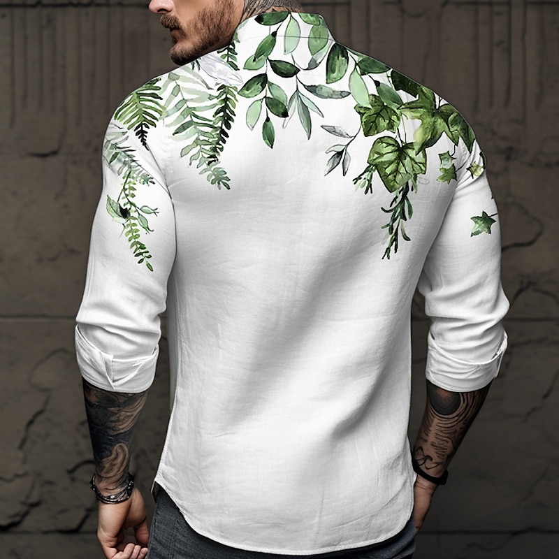 Men's Shirt Button Up Shirt Long Sleeve Fashion Streetwear Designer Outdoor Casual Daily Summer Spring Fall Stand Collar Print Blue-Green Blue Purple Green Gray2