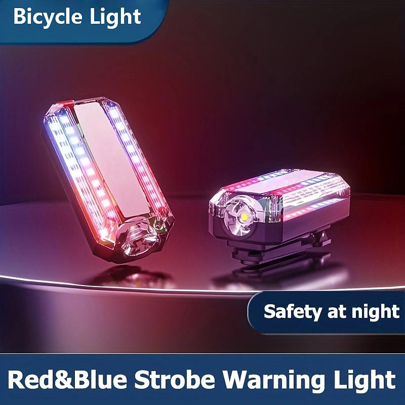 Personal LED Safety Light, Red & Blue Hands-Free Mountable Flashlight for Night Time Safety Emergency Warning, with Long Lasting Rechargeable Battery