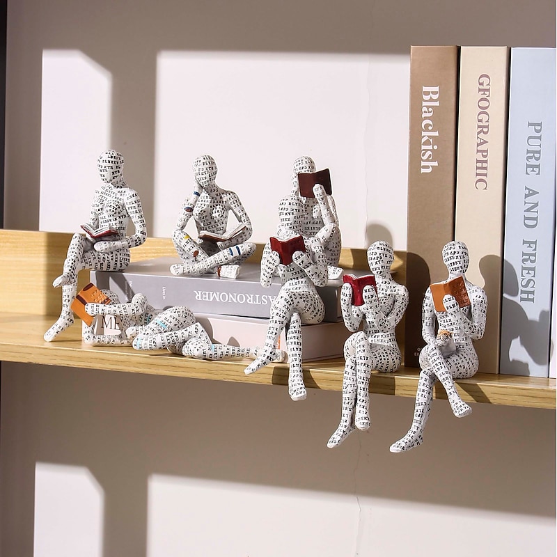 Modern Reading Woman Statue Pulp Molding Statuette Innovative Reading Ornaments Ornament Bookshelf Decoration