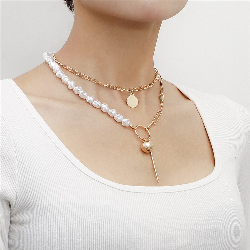 1PC Pendant Necklace For Women's Pearl Wedding Party Evening Imitation Pearl Alloy Double Layered2
