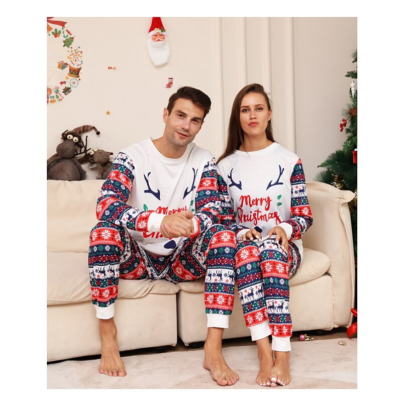 Family Christmas Christmas Family Pajamas Pajamas Cute Christmas Pajamas Letter School Red Long Sleeve Mommy And Me Outfits Active Matching Outfits4