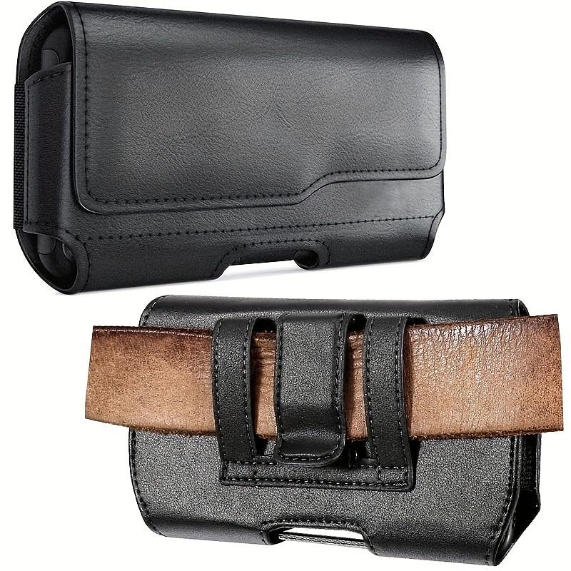 Fashion Men's Horizontal Leather Belt Case Holster Pouch Sleeve Phone Holder Bum Bag Male Casual Travel Outdoor Waist Pack Bag