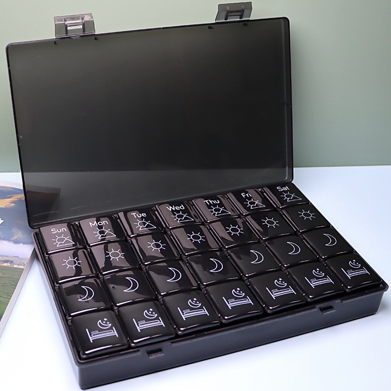 Monthly Pill Organizer 28 Day, Pill Box, Medicine Organizer, Organized By Week, Large 4-Week Pill Container With Dust-Proof Case For Fish Oils, Vitamins, Supplements3