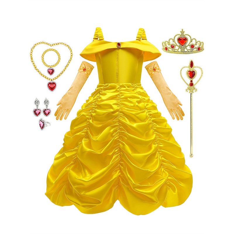 Sleeping Beauty Beauty and the Beast Fairytale Princess Belle Flower Girl Dress Theme Party Costume Tulle Dresses Cosplay Movie Cosplay for Girls' Kid's Carnival Masquerade