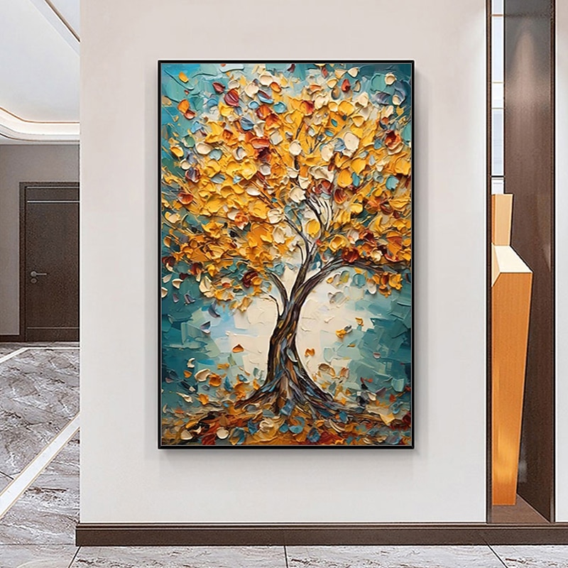 Mintura Handmade Color Texture Tree Oil Paintings On Canvas Wall Art Decoration Modern Abstract Picture For Home Decor Rolled Frameless Unstretched Painting2