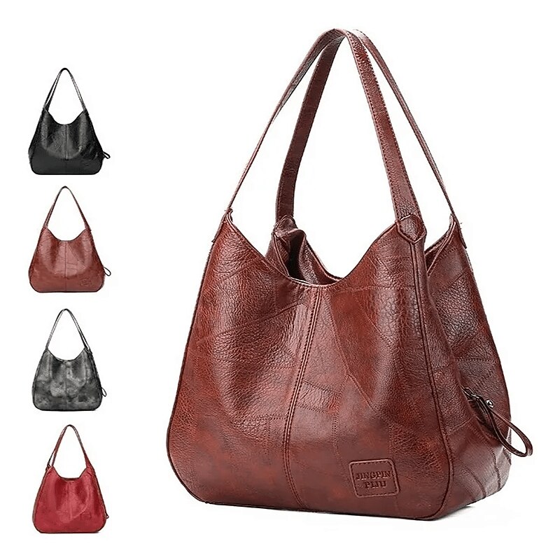 Women's Large Brown Faux Leather Tote Bag | Casual Shoulder Handbag with Spacious Interior for Everyday Use – Fashionable and Durable Design
