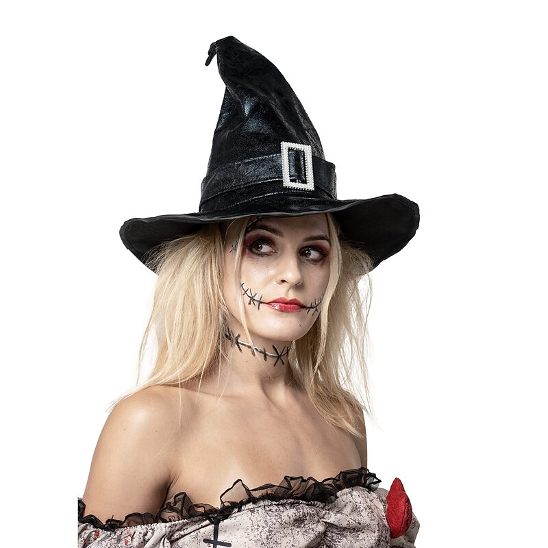 Witch Wizard Hat Pointed Ruched Halloween Witch Hat Adults' Punk Gothic Dress Up Halloween Easy Halloween Costumes for Walpurgis Night2