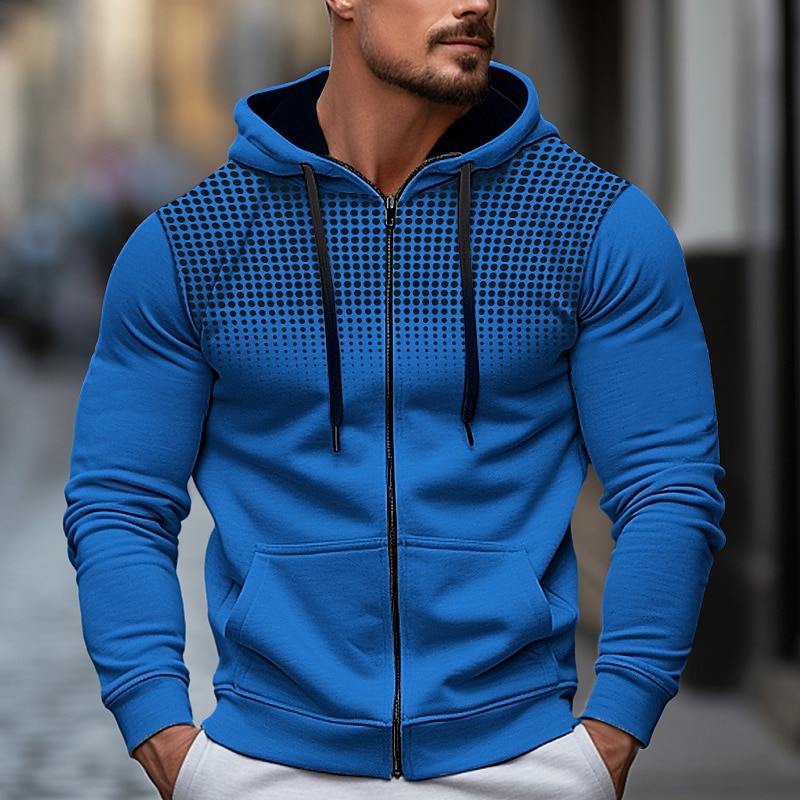 Men's Hoodie Full Zip Hoodie Black White Red Blue Dark Gray Hooded Color Block Sports & Outdoor Daily Holiday Polyester Streetwear Cool Casual Spring &  Fall Clothing Apparel Hoodies Sweatshirts3