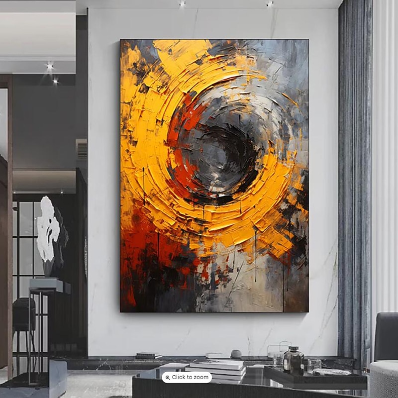 Abstract Bright Yellow Color Texture Thick Acrylic Painitng Large Size Palette Knife Oil Painting Canvas Wall Picture Art Rolled Canvas (No Frame)2