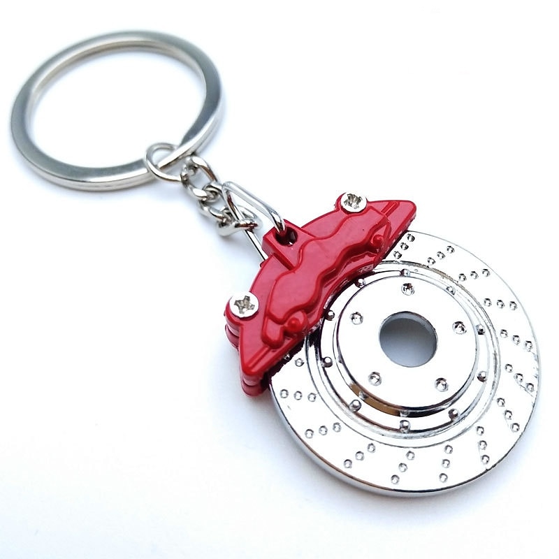 5PCS Creative gift car metal keychain turbo gear hub pendant brake disc shock absorber Pendant4