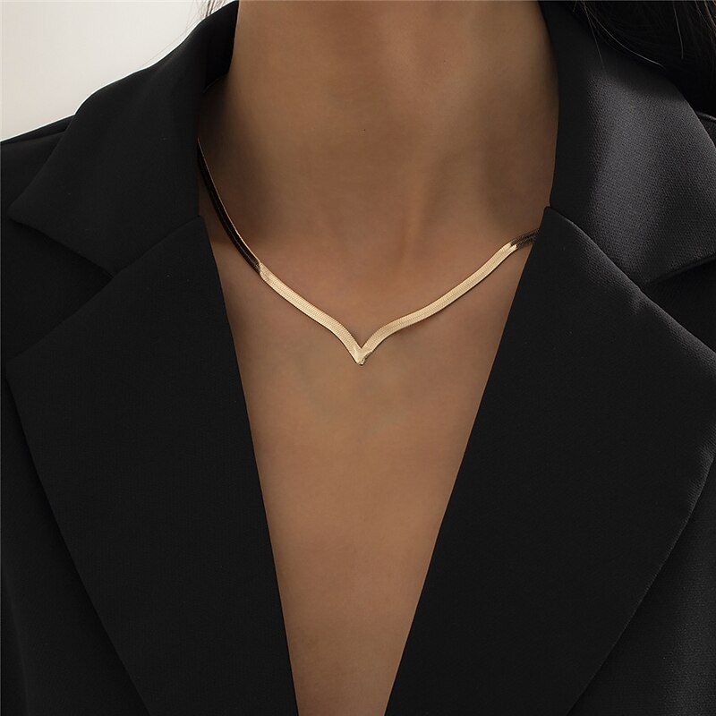 1PC V-Shaped Choker Necklace For Women's Party Evening Daily Alloy3