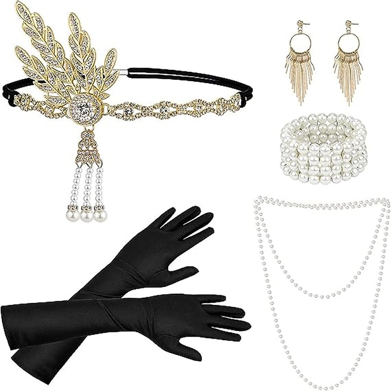 1920s Gatsby Accessories Set for Women Flapper Costume Accessories Roaring 20s Accessories for Women Flapper Headpiece2
