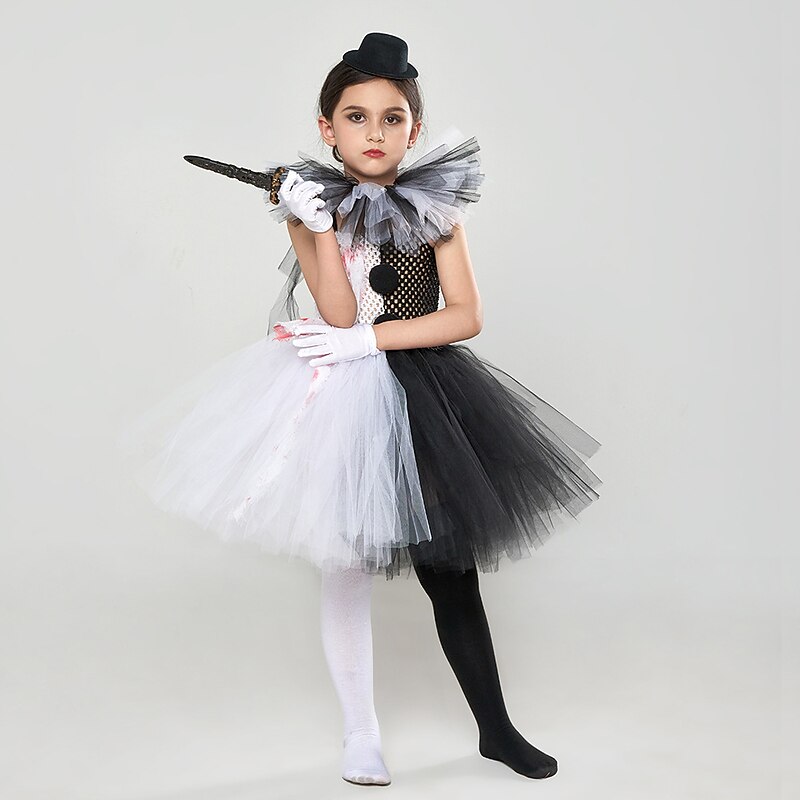 Clown Pennywise Halloween Dress Cosplay Costume Tutu Halloween Cosplay Halloween Kid's Girls' Halloween Carnival Masquerade Performance Party Halloween Easy Halloween Costumes Dress Up2