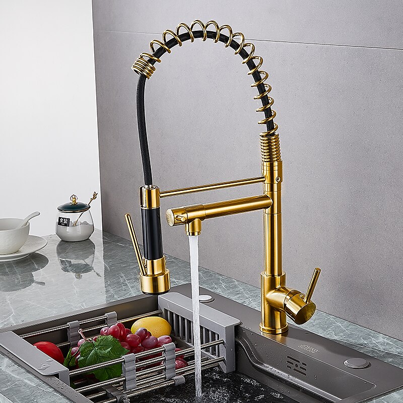 Kitchen faucet - Single Handle One Hole Electroplated Pull-out / Pull-down Deck Mounted Modern Contemporary Kitchen Taps4