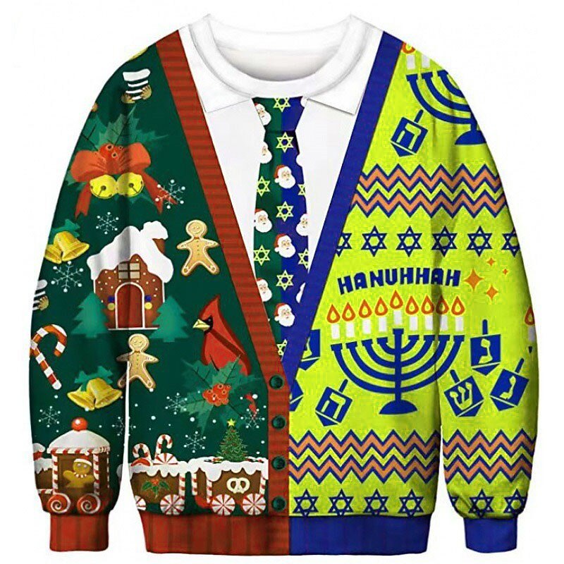 Men's Graphic Prints Gingerbread Bells Sweatshirts Sweatshirt Sweatshirt Pullover Long Sleeve Sweatshirt Crew Neck Daily Classic Casual 3D Print Holiday Going out Print Spring &  Fall4