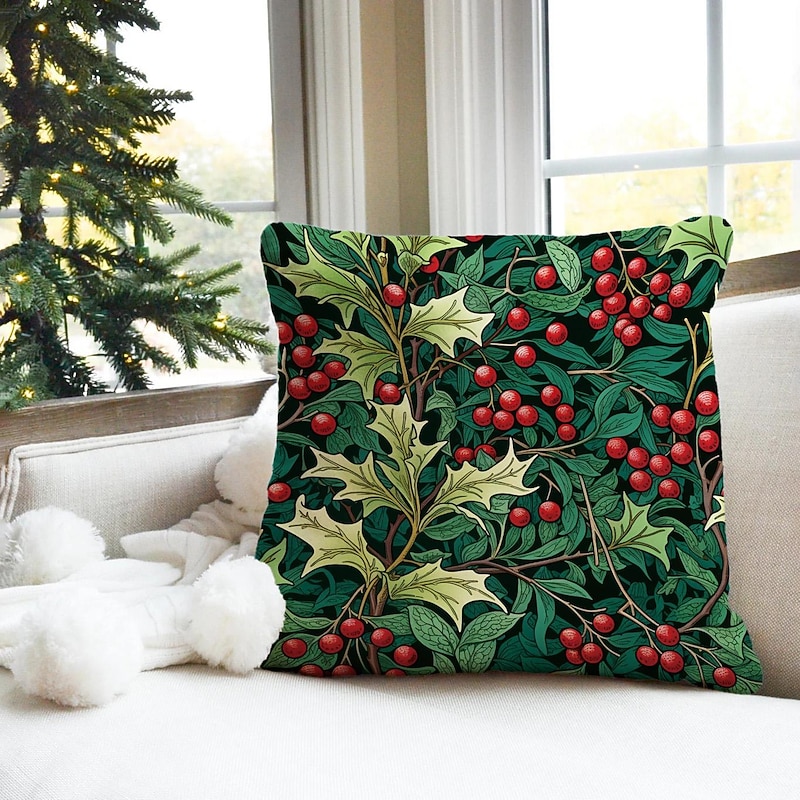 Holly Double Side Pillow Cover 1PC Soft Decorative Square Cushion Case Pillowcase for Bedroom Livingroom Sofa Couch Chair2