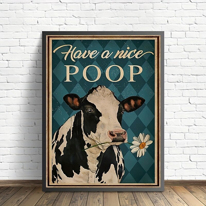 Animal Wall Art Canvas Have a Nice Poop Cow Prints and Posters Pictures Decorative Fabric Painting For Living Room Pictures No Frame3