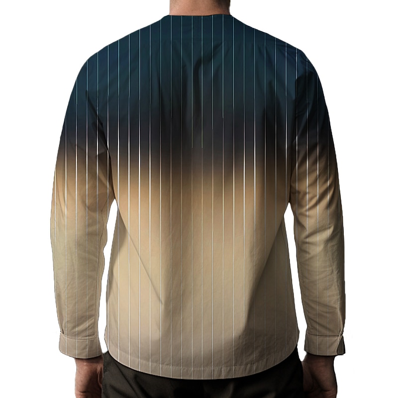 Men's Shirt Dress Shirt Gradient Outdoor Casual Pink Blue Green Khaki Long Sleeve V Neck Summer Fall Clothing Apparel Print4