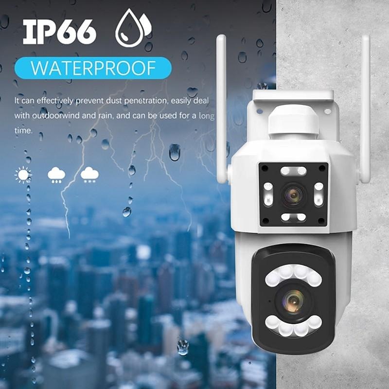 2.4G WIFI Security CCTV Camera Dual Len Wireless IP Camera Two-Way Audio Talk Auto Tracking Waterproof Network Camera Digital Zoom Surveillance PTZ Camera3