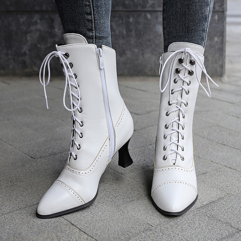 Women's Victorian Lace-Up Ankle Boots – Retro Faux Leather Heeled Boots for Cosplay, Parties, and Daily Wear3