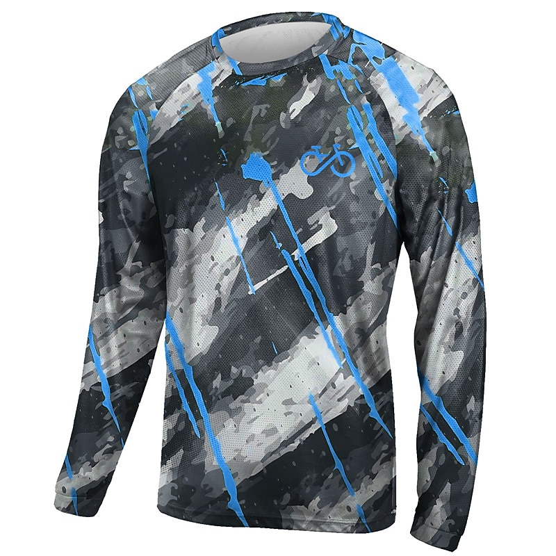 Men's Downhill Jersey Graphic Long Sleeve Bike Top with 3 Rear Pockets Mountain Bike MTB Road Bike Cycling Quick Dry Reflective Strips Back Pocket Moisture Wicking Sports Black Yellow Blue Clothing4