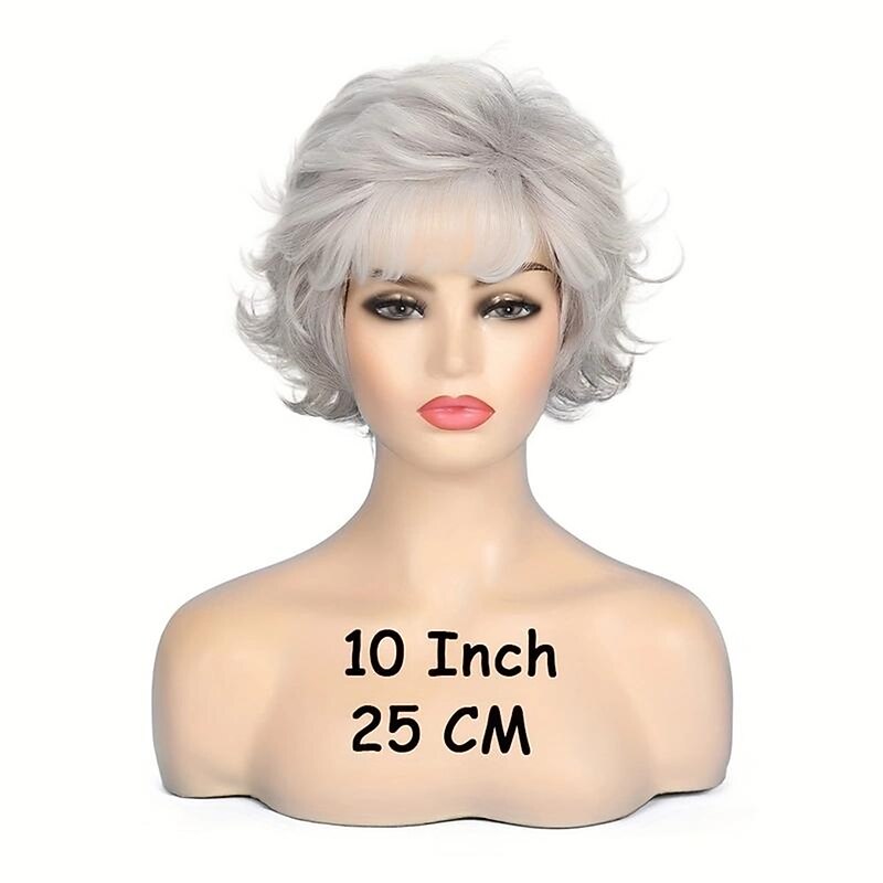 Synthetic Wig Curly Pixie Cut Wig Short Grey Light Blonde Synthetic Hair Women's Fashionable Design Adjustable Comfy Blonde Dark Gray4