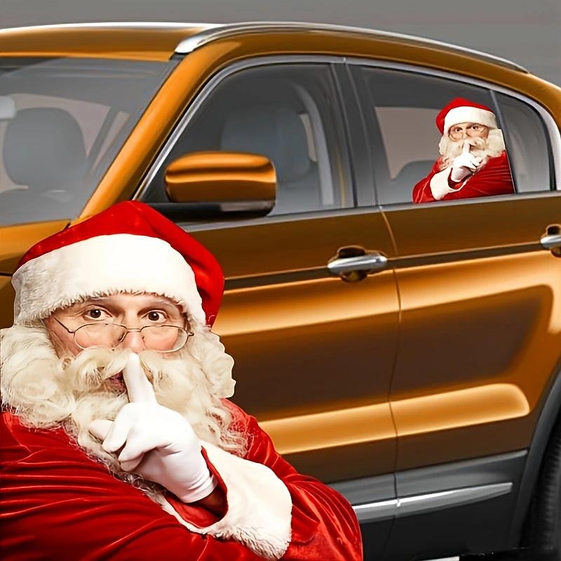 Santa Car Sticker, Merry Christmas Decorations For Car Decals Gifts2