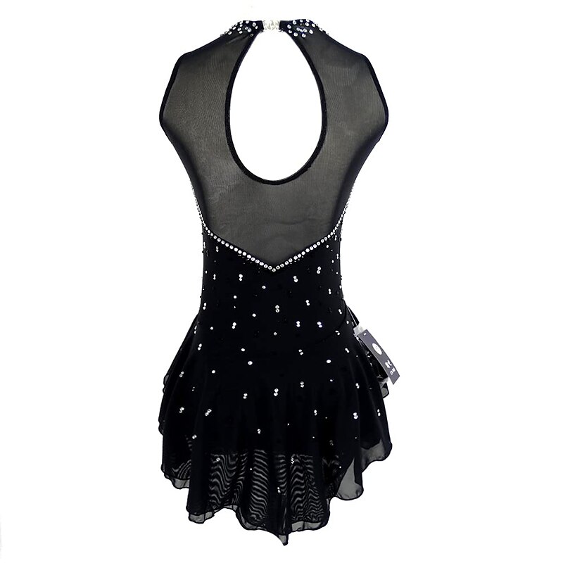 Figure Skating Dress Women's Girls' Ice Skating Dress Black Red Stretchy Training Competition Skating Wear Handmade Crystal / Rhinestone Sleeveless Ice Skating Figure Skating3