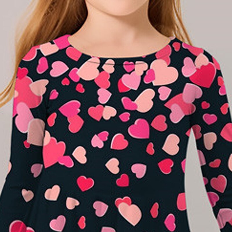 Girls' 3D Heart T-shirt & Legging Ruffle Dress Set Long Sleeve 3D Print Fall Winter Active Fashion Daily Kids 3-12 Years Outdoor Vacation Date Regular Fit 6