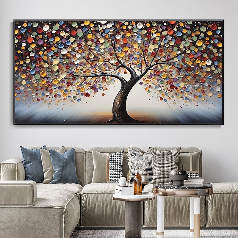 Hand Painted Wall Art Abstract Colorful Tree Canvas Oil Painting Handmade Textured Landscape  Painting Hand Painted Forest painting Home Decoration Decor Rolled Canvas4