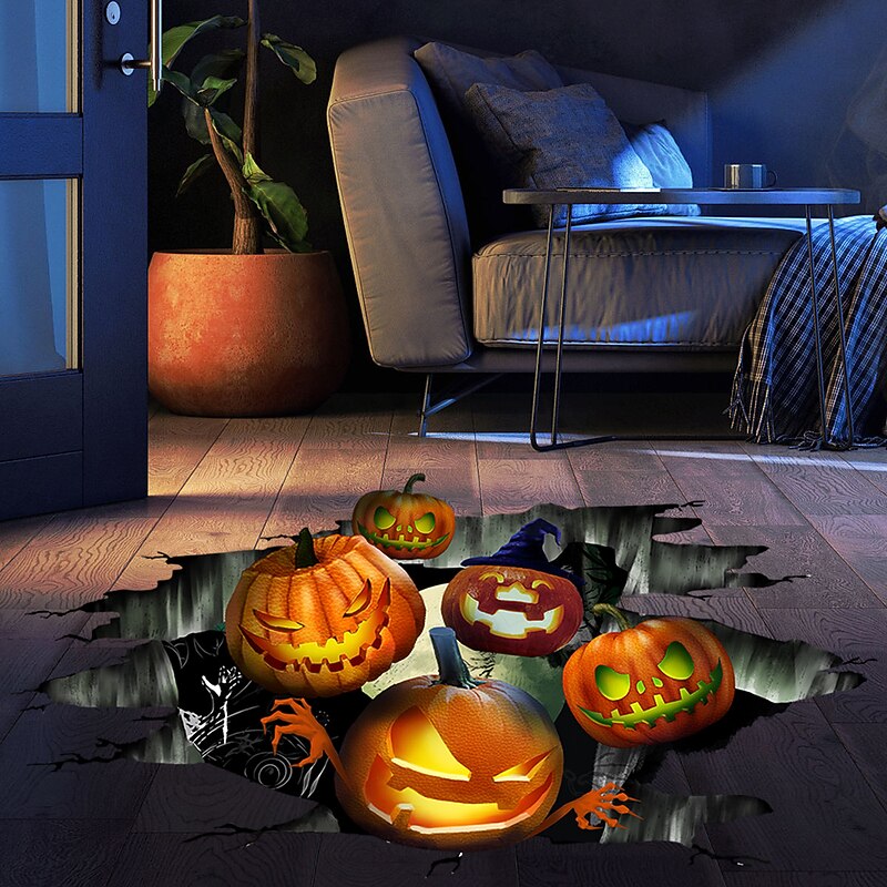 3D Halloween Wall Decals Removable, Pumpkin Halloween Wall Stickers Halloween Floor Decals, Scary Wall Decals Stickers Decorations for Bedroom, Halloween Wall Window Stickers Clings for Glass Window4