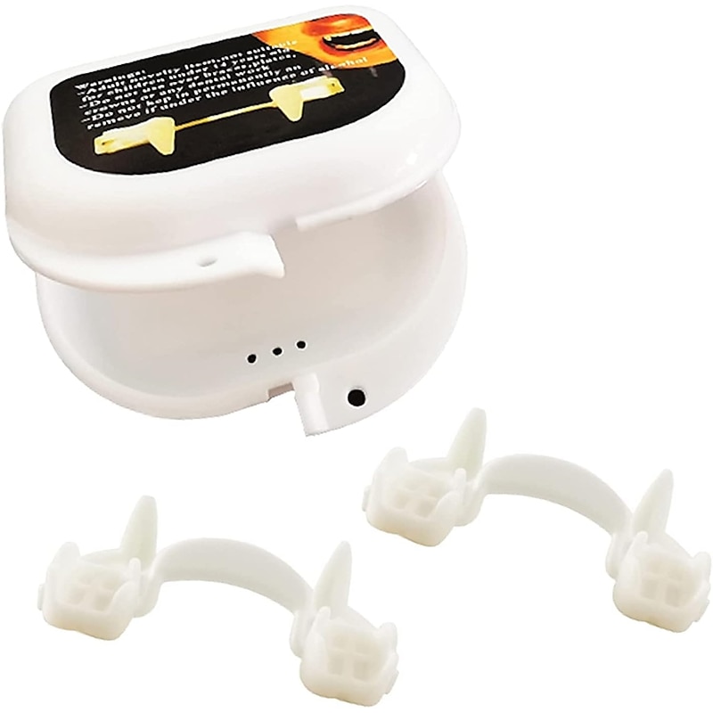 Halloween Retractable Vampire Zombie Teeth: 2 Pack Adults Vampire Fangs Reusable Fake Teeth Braces - Horrifying Dentures for Cosplay Carnival