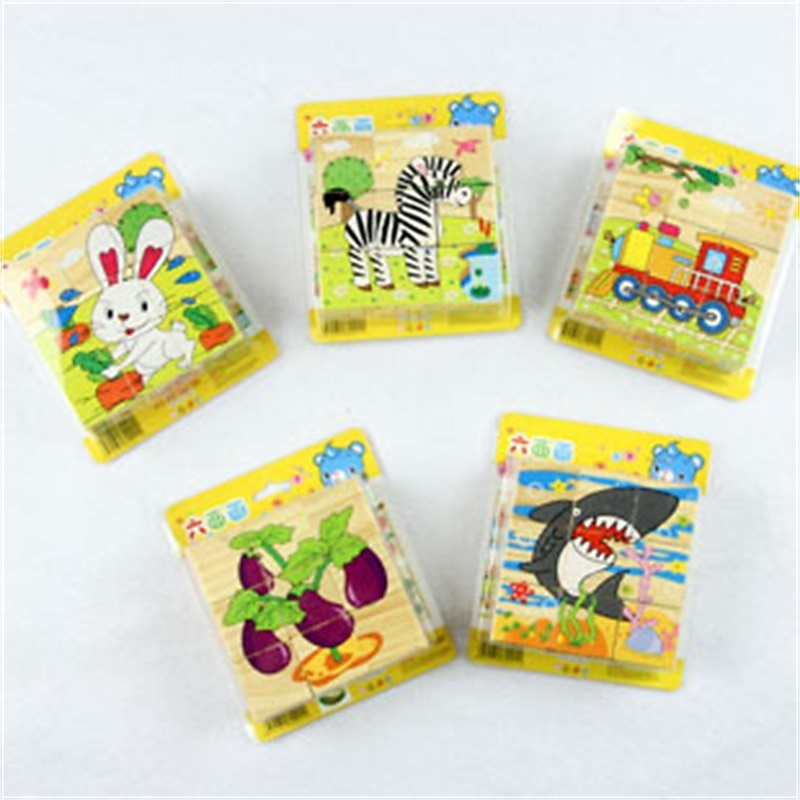 Wooden 3D Puzzle Puzzle For Children's Birthday Gifts Kindergarten Puzzle Toys Wooden 3d Building Block Six Sided Painting3