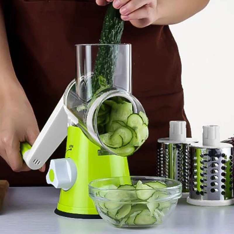 Manual Rotary Cheese Grater Kitchen Speed Round Tumbling Box Shredder Drum Vegetable Slicer Nuts Grinder for Veggie Potato Cucumber Carrot Chocolate for Pizza Hashbrowns Salad4