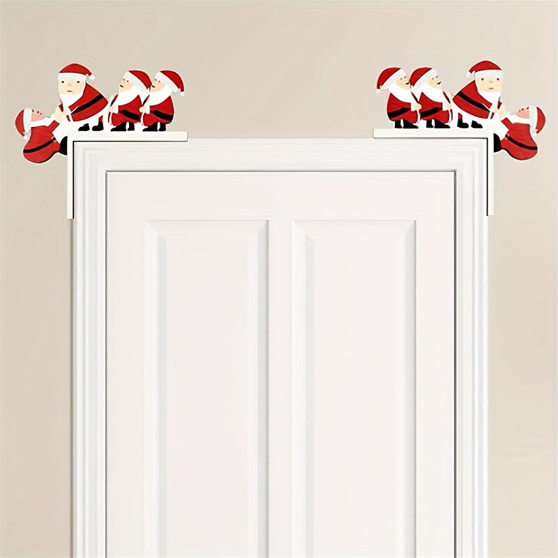 1set Festive Wooden Christmas Tree Decoration Props - 4 Styles for Table Door Frame and Corner - Santa Claus and Holiday Decor for Home and Room3