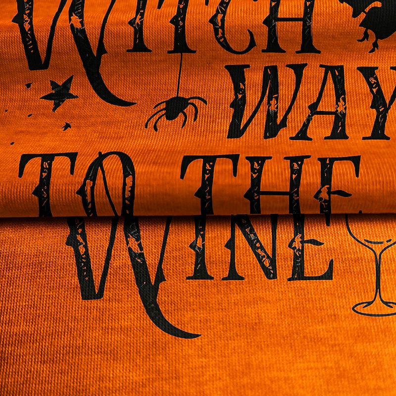 Halloween Women's Sweatshirt Sweatshirt Pullover Polyester Letter Casual Sports Basic Neon & Bright Round Neck Long Sleeve Top Micro-elastic Fall & Winter4